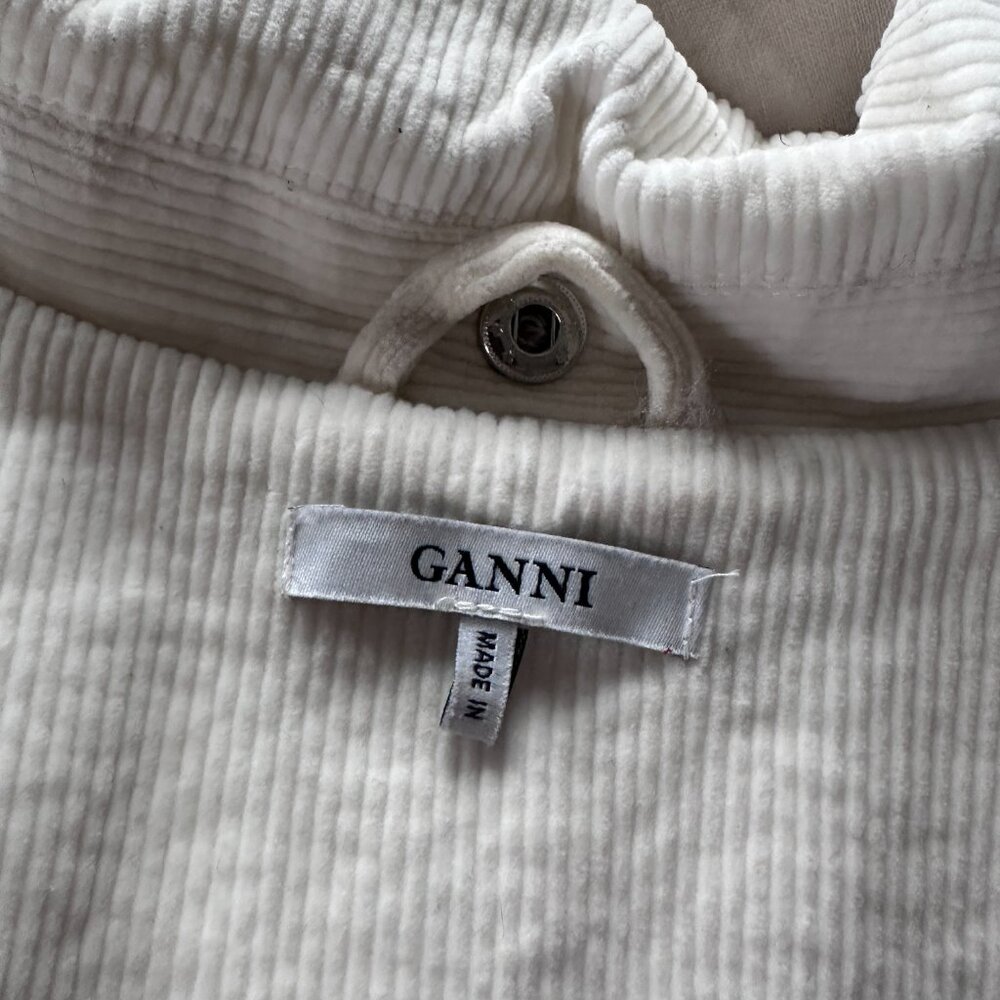 Ganni Ridgewood Faux Fur-trimmed Cotton-blend Corduroy Jacket in off-white. - Picture 11 of 12